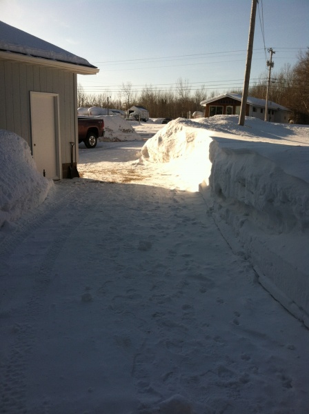 Walking out of our house in the winter of 2014.