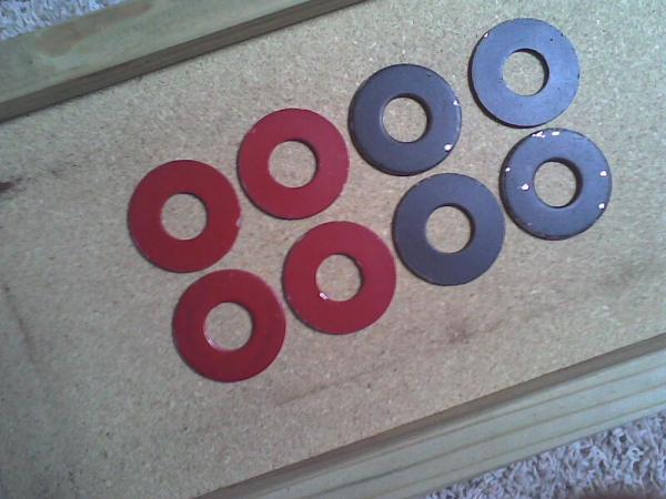 Washers sprayed with plasti-dip