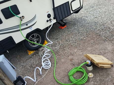 Water and sewer drain setup. We've used this exactly once since buying the camper a year and a half ago.