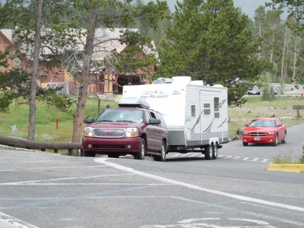 We're all proud of our rigs.  this is our 2005 Yukon XL & Jayco Jay Flight 26 BHS, approaching the Yellowstone Old Faithful Inn.  I hope you enjoyed t