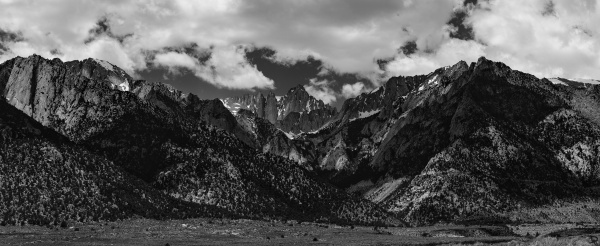 Whitney Portal in the Eastern Sierra Nevada Mountains. Centered is Mt Whitney, tallest mountain in the lower 48 states.