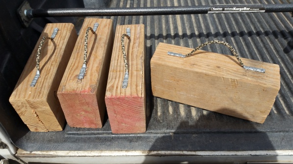 Wood blocks for trailer jacks