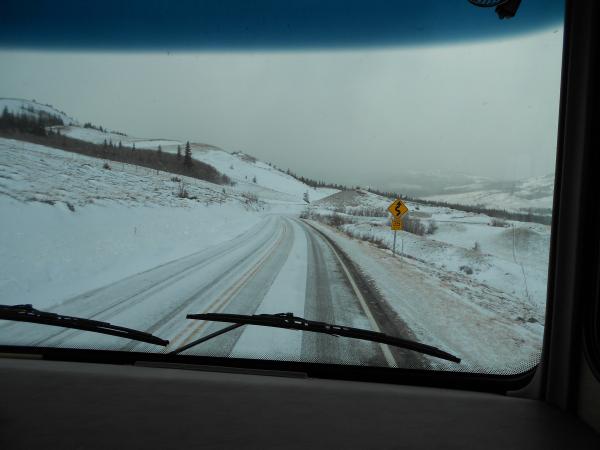 Wyoming highway 89 North of St Mary curves ahead