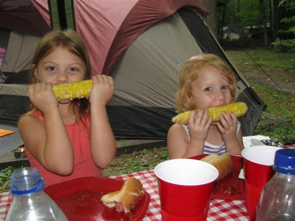 Yummy corn and camping!